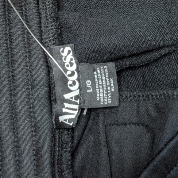 ALL ACCESS Tune Up Metallic Striped Stretch Jersey Track Pants-size large. GUC - Picture 14 of 14